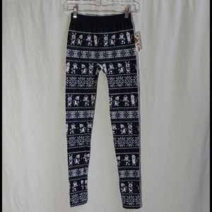 Pink Rose Penguin Fleece Leggings